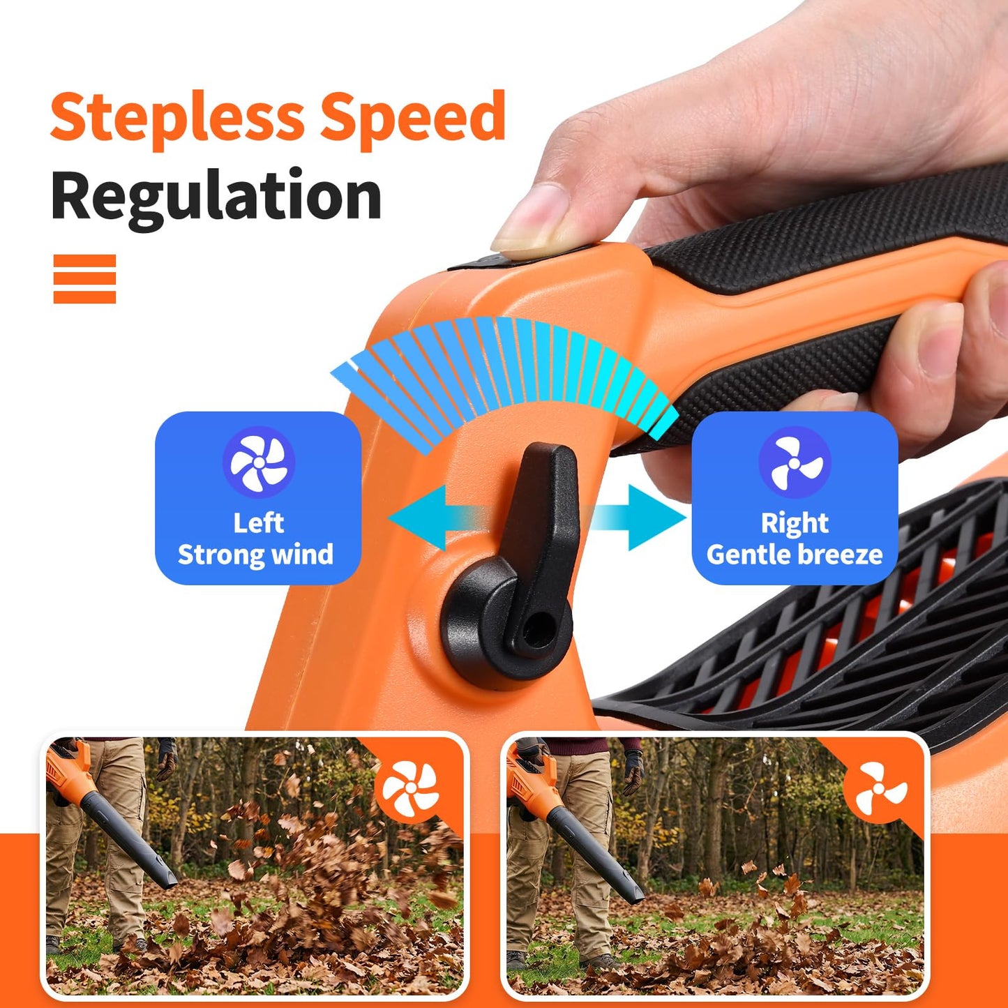 Cordless Leaf Blower 36V 7500mAh Battery 20000 RPM Brushless Motor 600 CFM