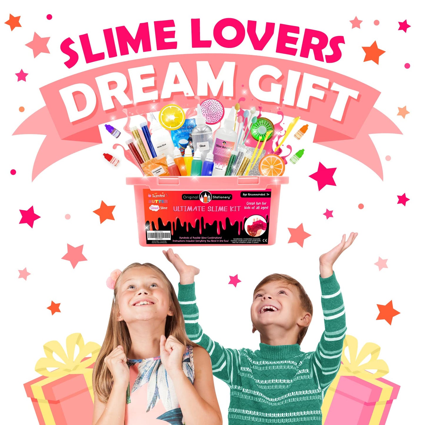 Ultimate Slime Making Kit for Kids with Glitter Powders Inks Pink Set