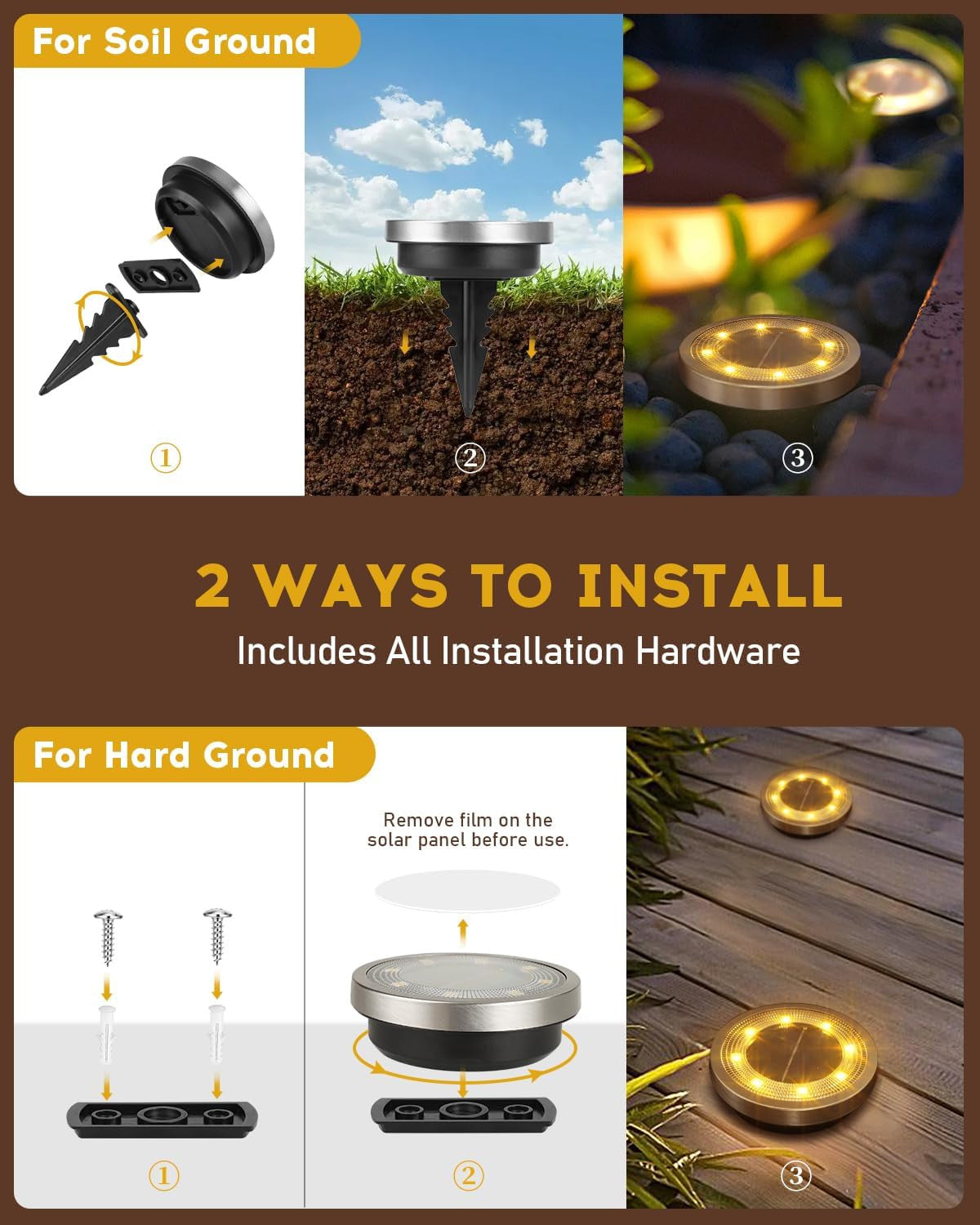 Solar Ground Lights for Garden Path (8 Pack)