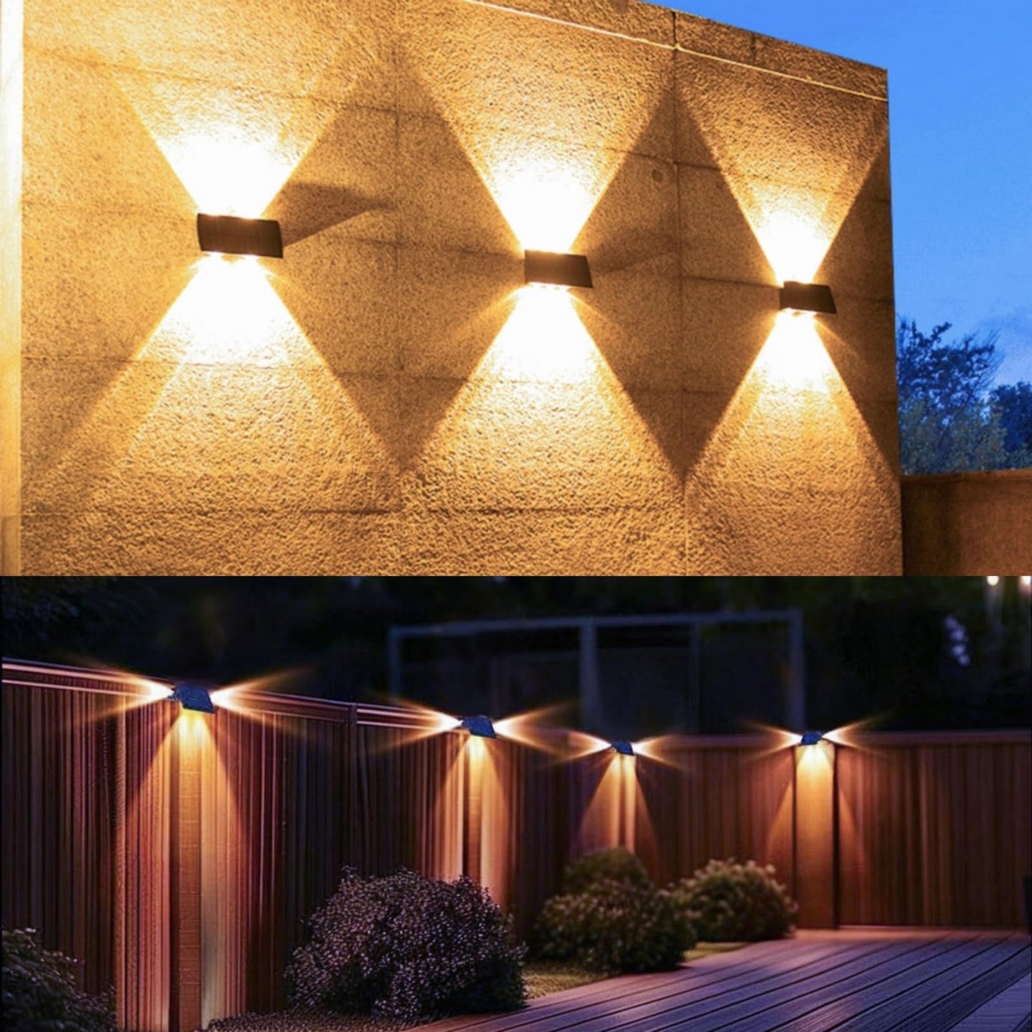 Solar Fence Lights Outdoor, 4 Pack, Warm White & RGB Colour Modes, IP65