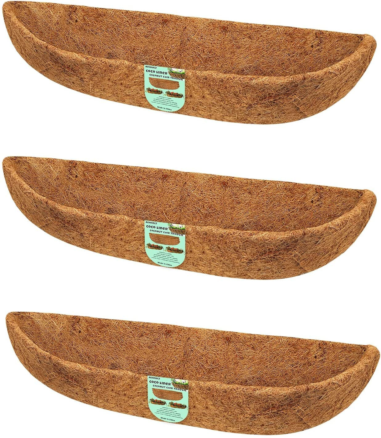 Coco Liner 30in Natural Coconut Fibre Replacement Wall Trough Basket 3 Pack