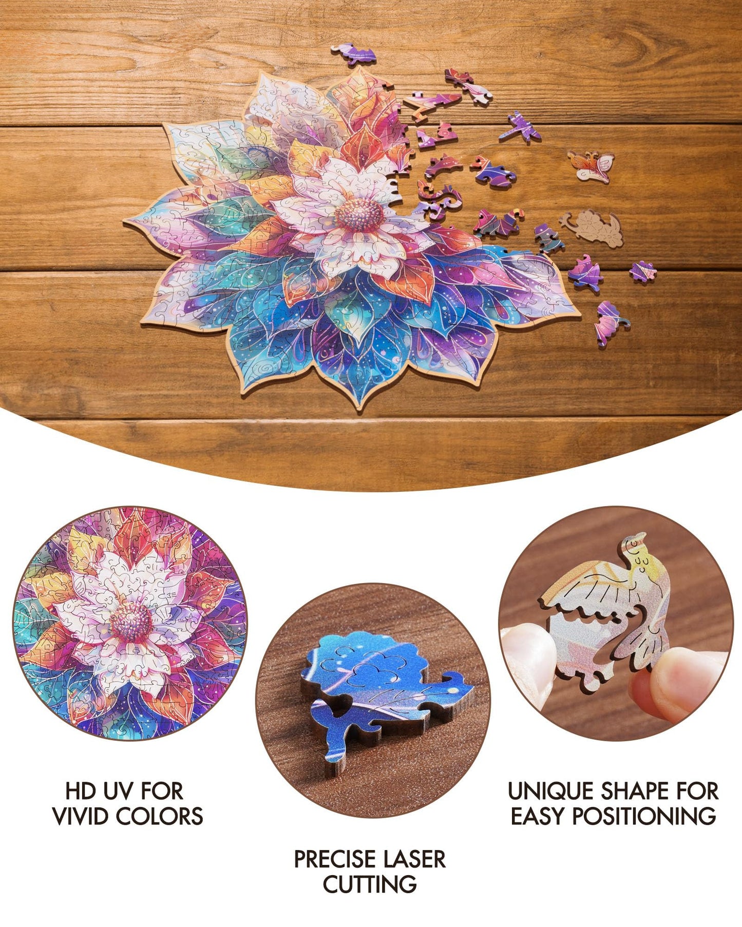 200 Piece Mandala Flower Jigsaw Puzzle for Adults & Kids Educational