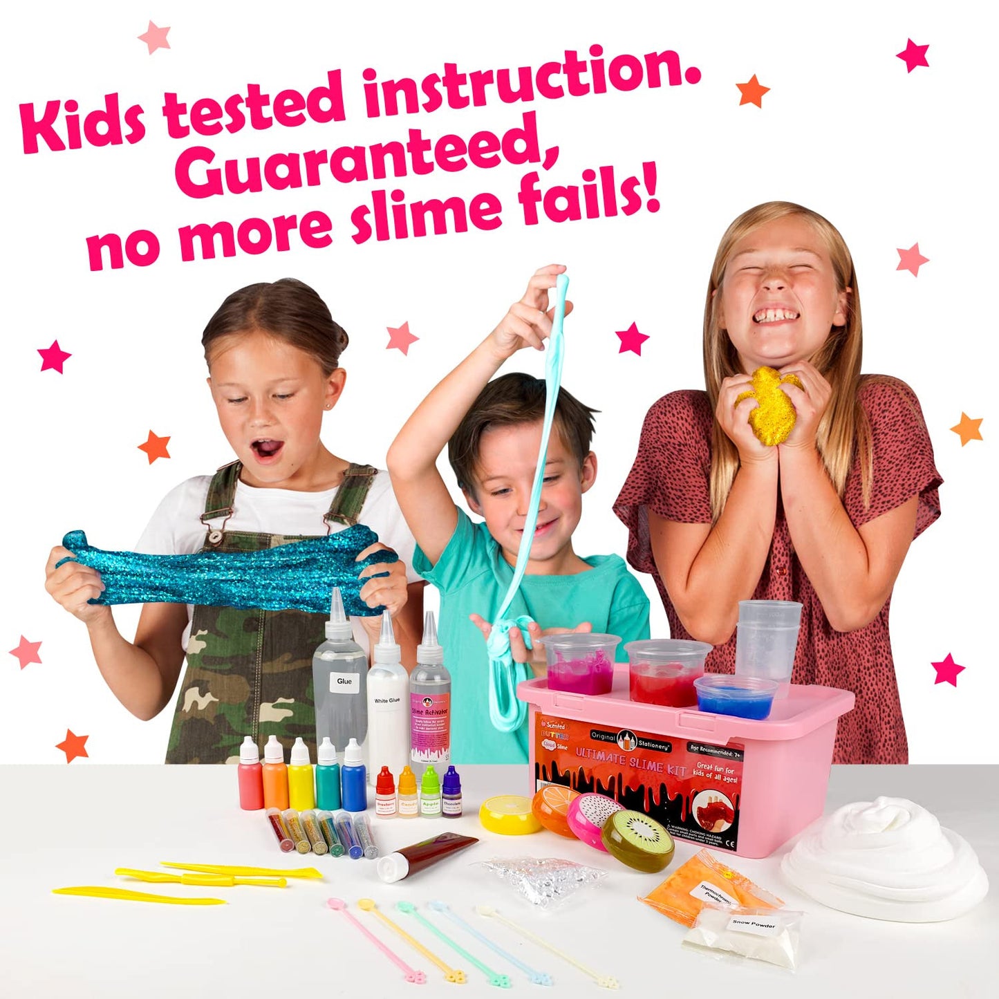 Ultimate Slime Making Kit for Kids with Glitter Powders Inks Pink Set