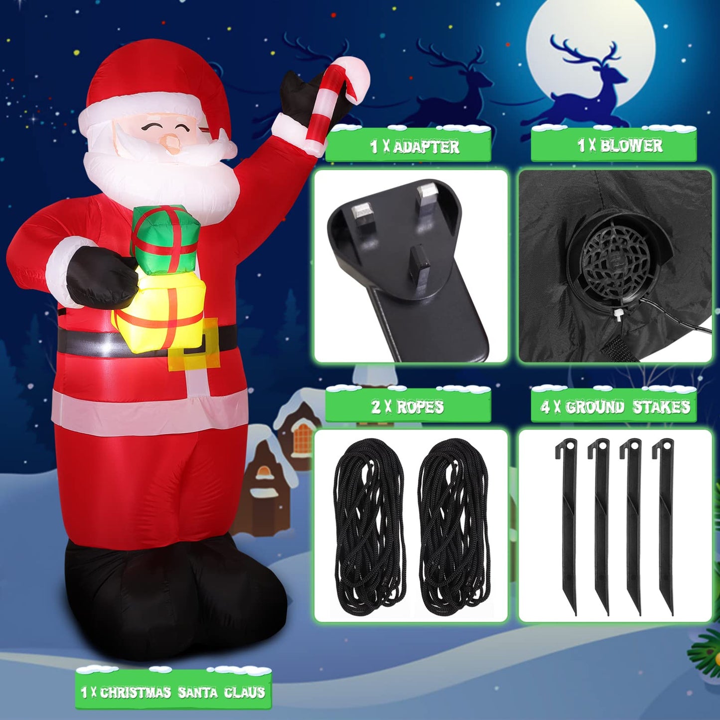 Inflatable Santa Claus 6Ft LED Christmas Decoration Outdoor Garden Display