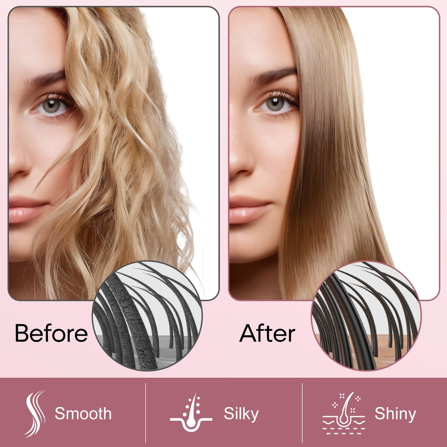 2 In 1 Ionic Hair Straightener Brush Ceramic Heating Comb Adjustable