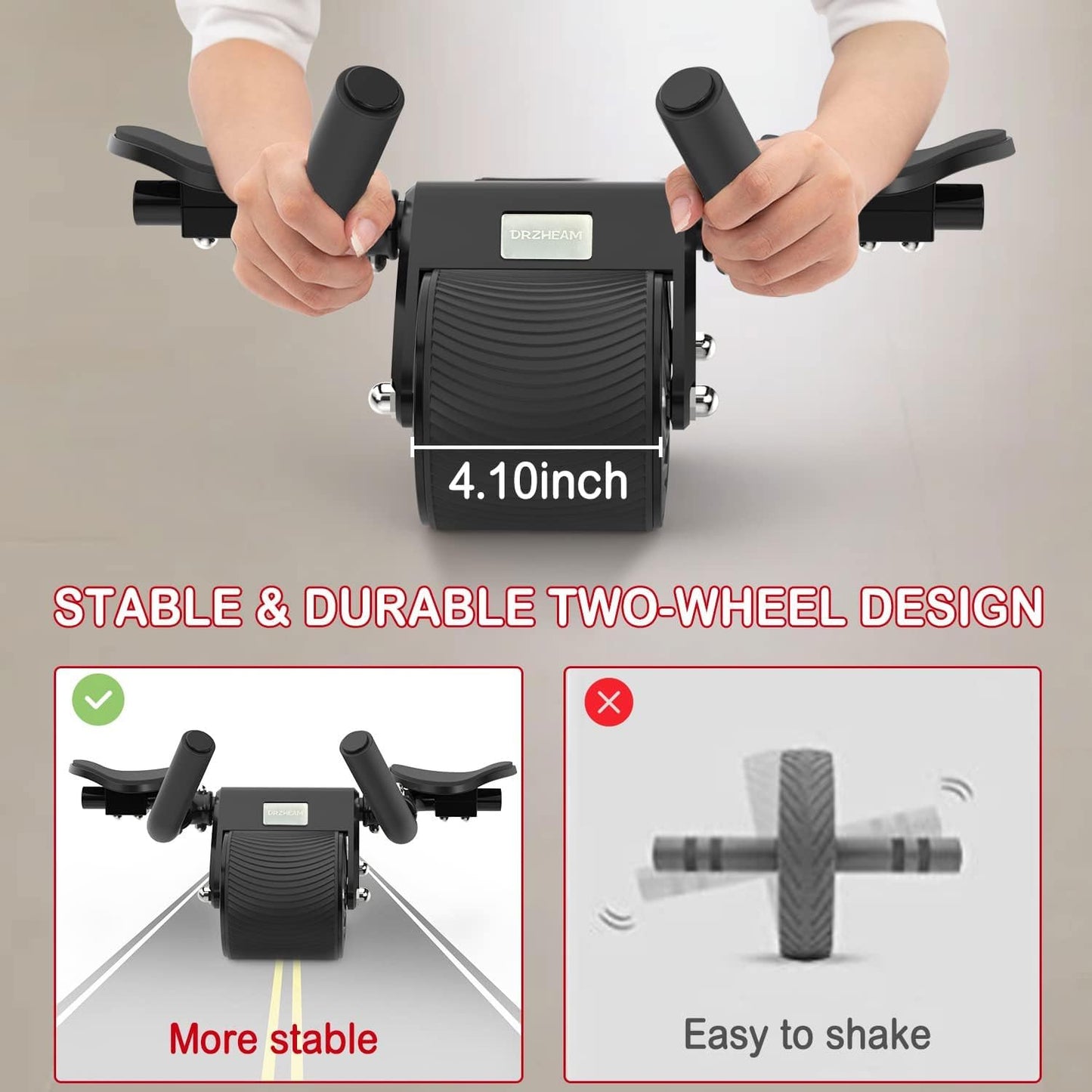 Ab Roller Wheel Dual-Wheel Core Trainer with Knee Pad - Home & Gym Workout