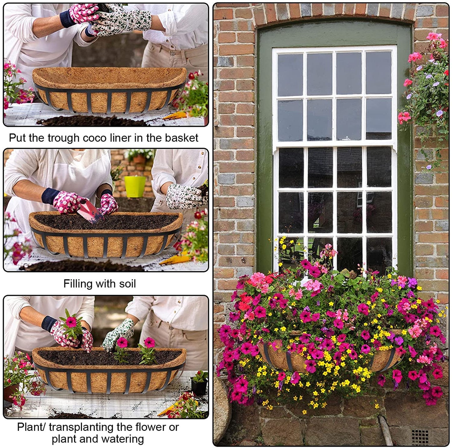 Coco Liner 30in Natural Coconut Fibre Replacement Wall Trough Basket 3 Pack