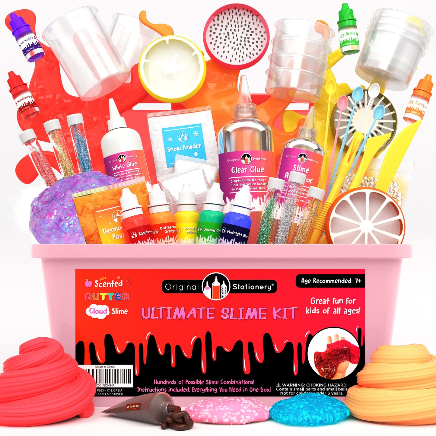 Ultimate Slime Making Kit for Kids with Glitter Powders Inks Pink Set