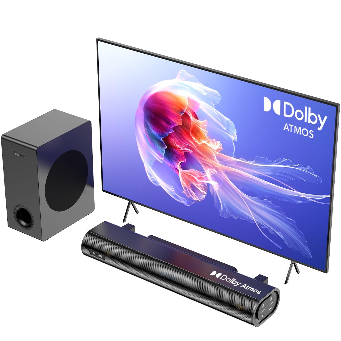 200W 2.1 Channel Dolby Atmos Soundbar with Subwoofer, eARC/ARC/Bluetooth