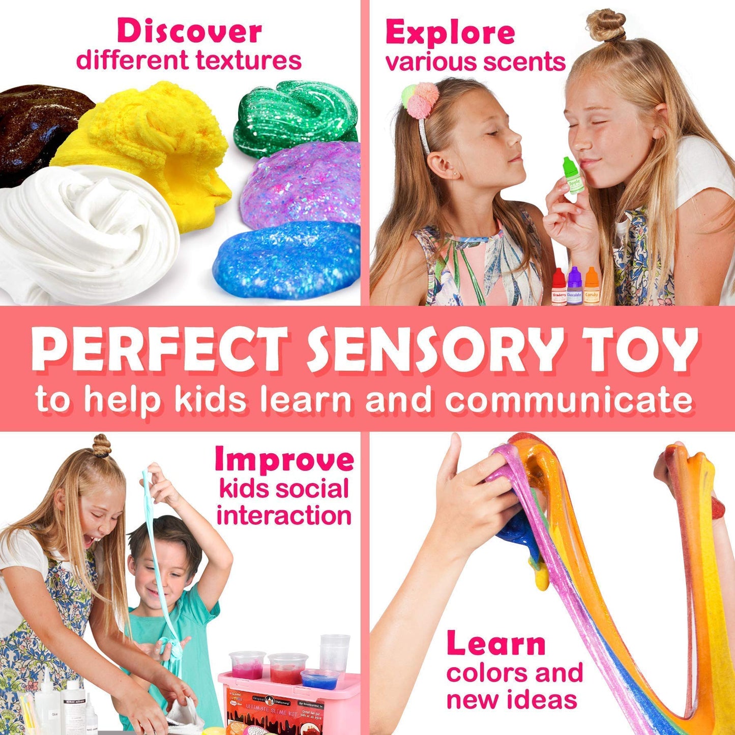 Ultimate Slime Making Kit for Kids with Glitter Powders Inks Pink Set