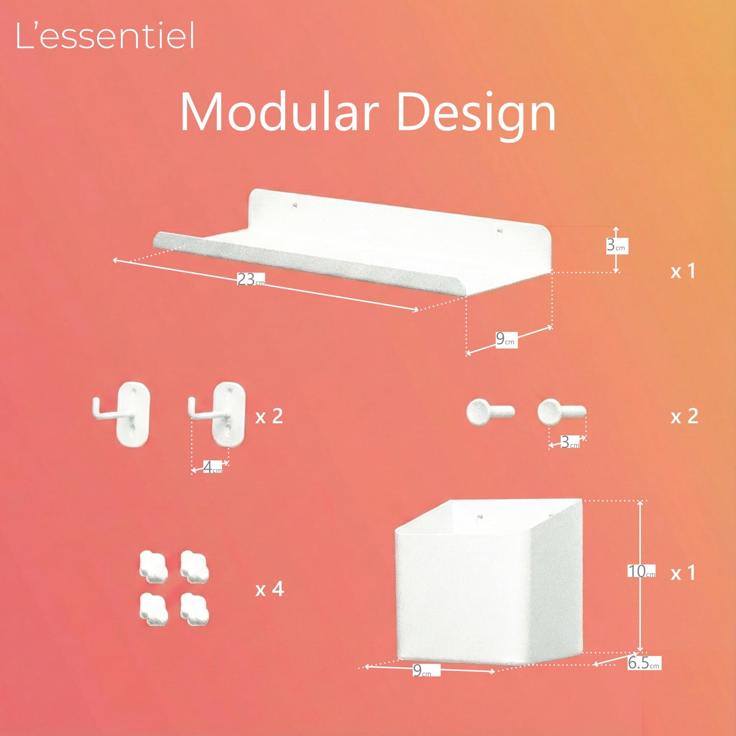 Metal Pegboard Organiser with Accessories – 37 × 37 cm