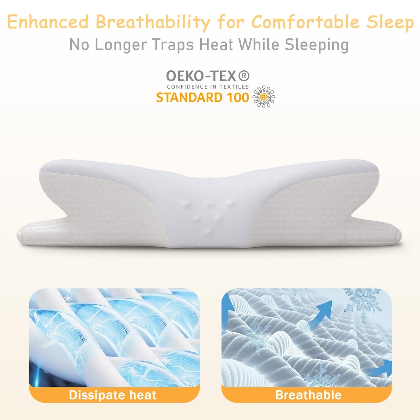 RUMMY Cervical Memory Foam Neck Pillow – 62×35×13cm