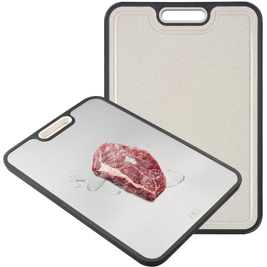 Tiagowell Titanium Steel Double-Sided Cutting Board 36.5x26.5cm, Anti-bacterial