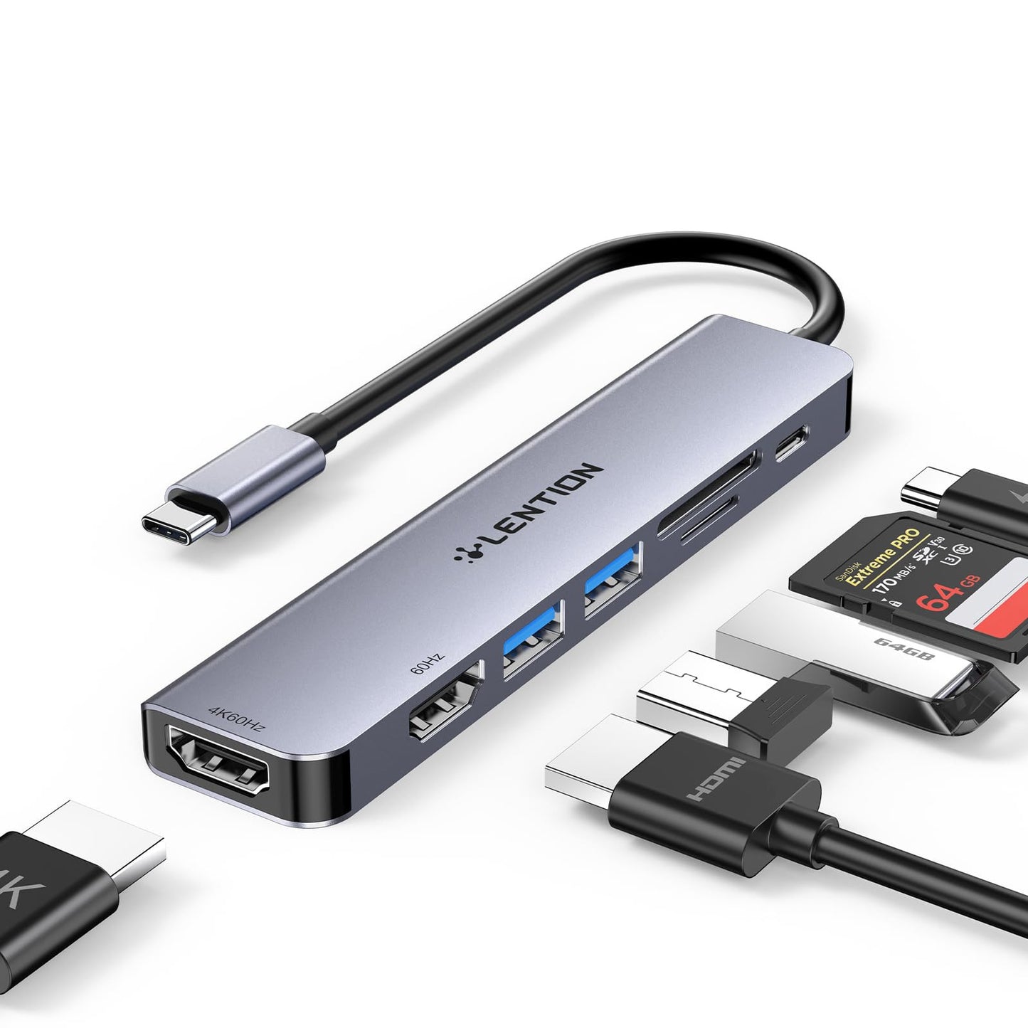 USB C Docking Station Dual Monitor 4K HDMI 7in1 Hub PD 100W Laptop Dock