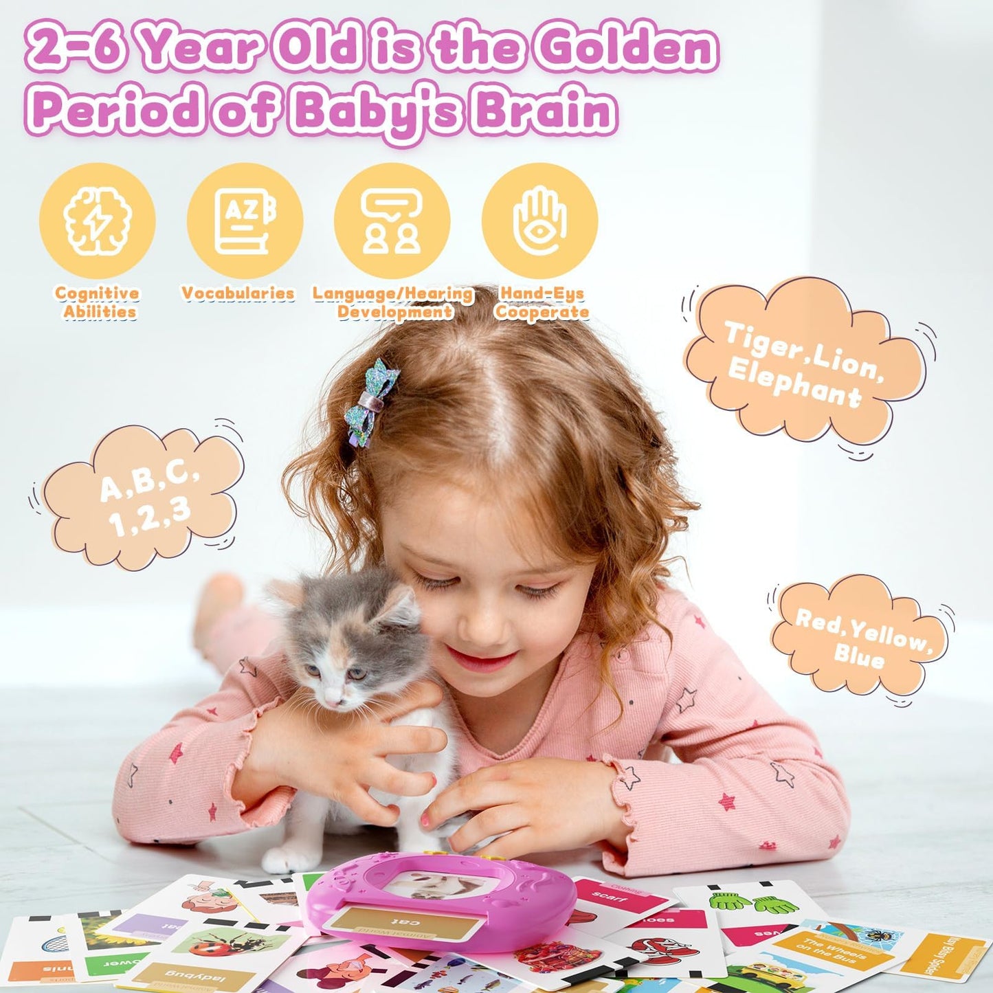 Toddler Speech Learning Flash Cards Toy British Accent Educational Set