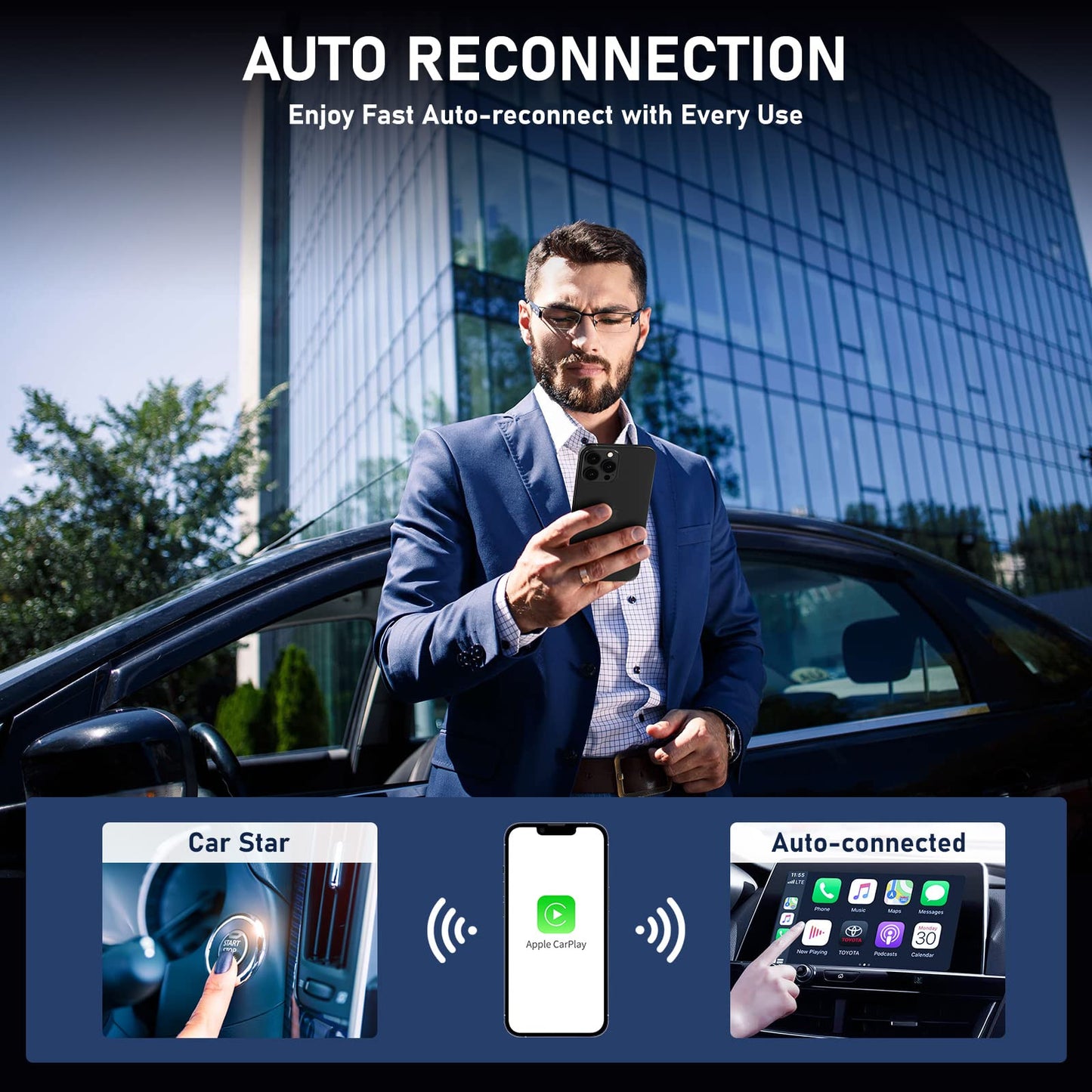 Wireless CarPlay Adapter Plug Play Dongle Convert Wired To Wireless