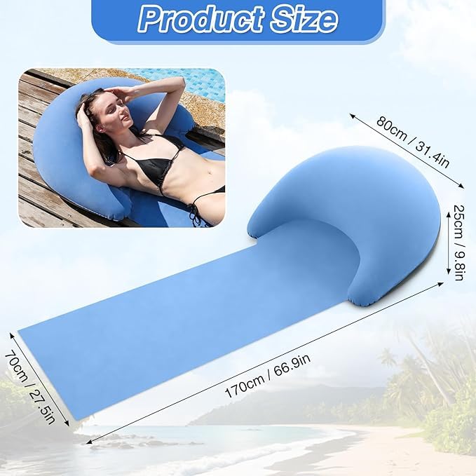 2 Pack Beach Blanket with Inflatable Headrest, Portable Reclining Mat