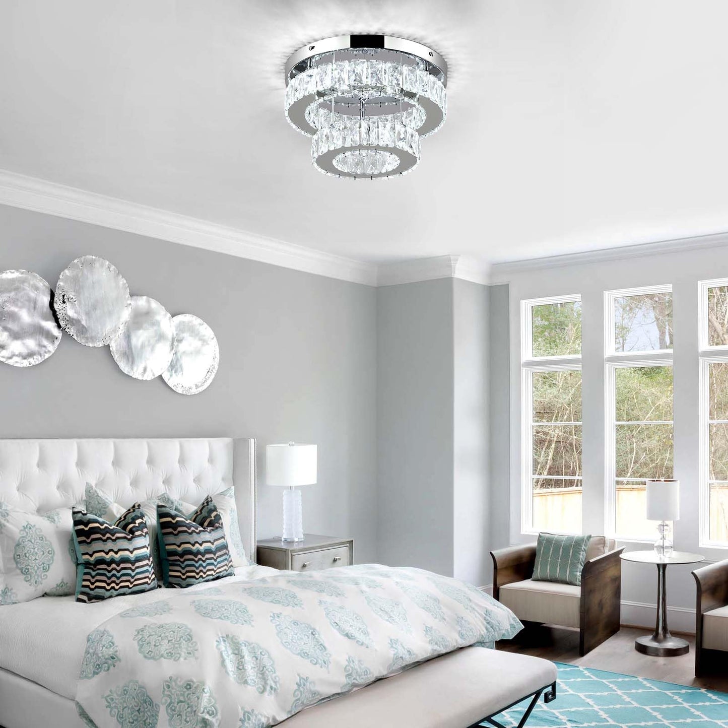 LED Crystal Ceiling Light Modern Chandelier 30W Bedroom Living Room