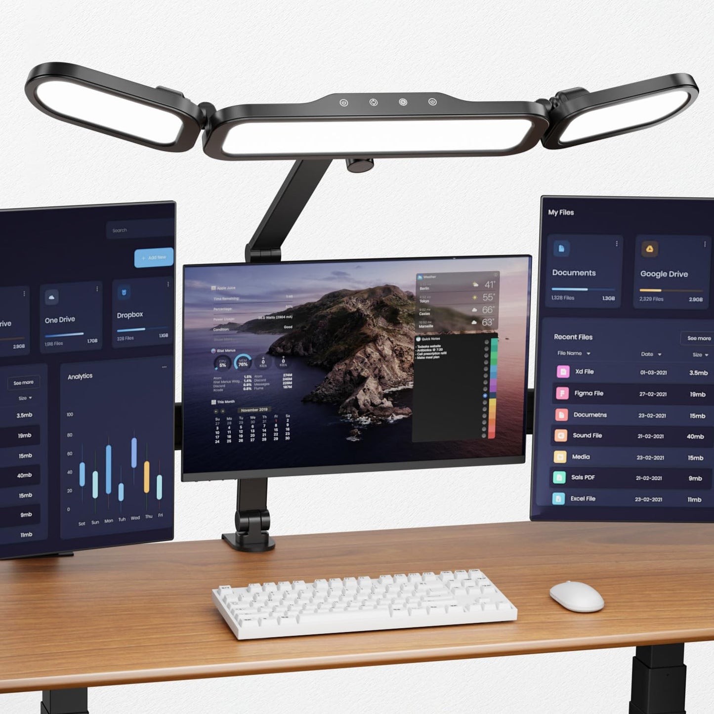 LED Desk Lamp With Clamp Adjustable Swing Arm Dimmable Eye Care Light