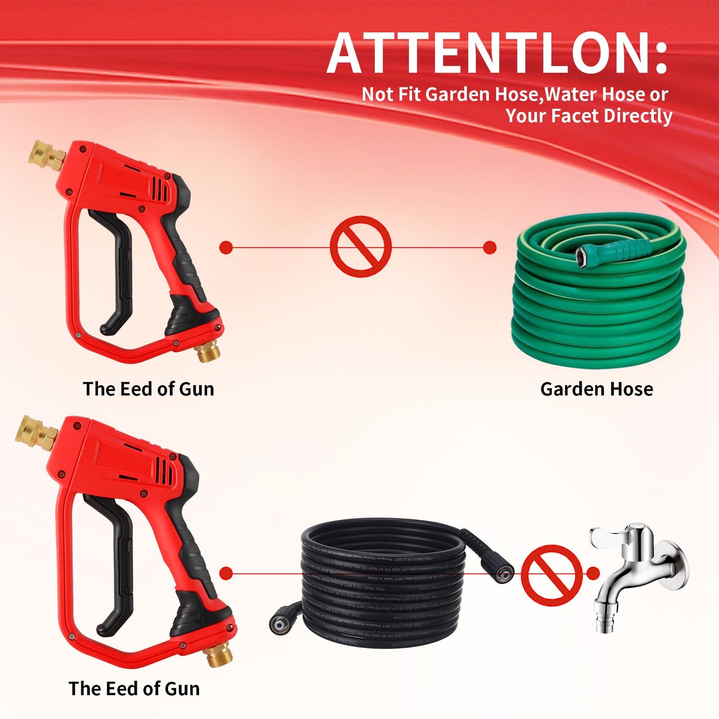 4000PSI High Pressure Washer Gun with 5 Nozzle Tips M22 14mm Connector