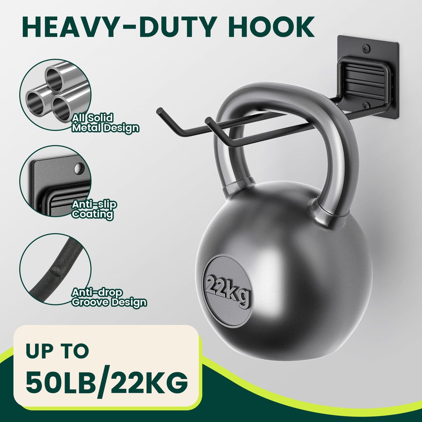 Wall-Mounted Garage Storage Hooks (8 Pack)