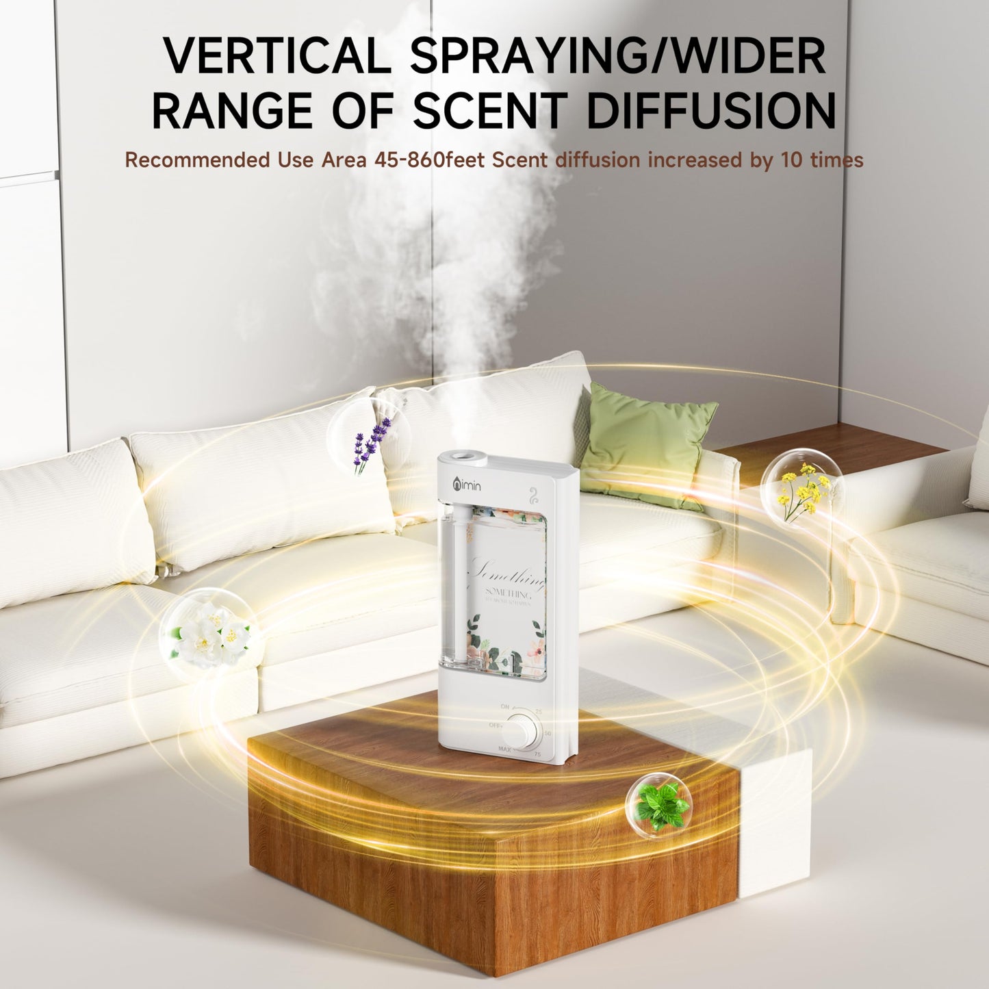 nimin Essential Oil Diffuser V05 + 6 Oils, 100 Levels, Waterless, Quiet