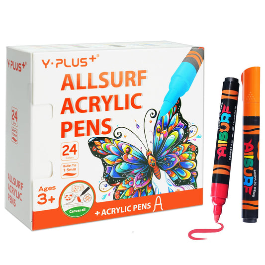 Acrylic Paint Pens 24 Colours Dual Tip Markers for Rock Wood Glass Canvas
