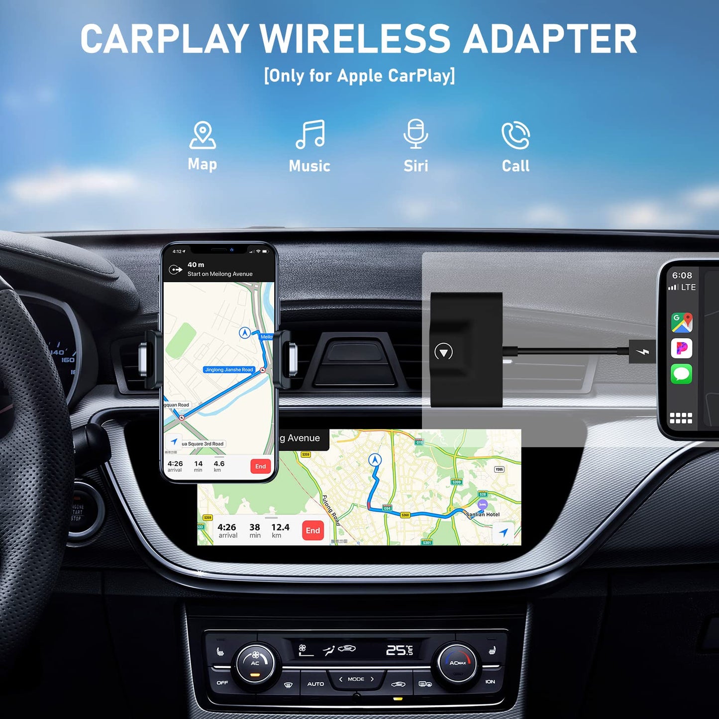 Wireless CarPlay Adapter Plug Play Dongle Convert Wired To Wireless