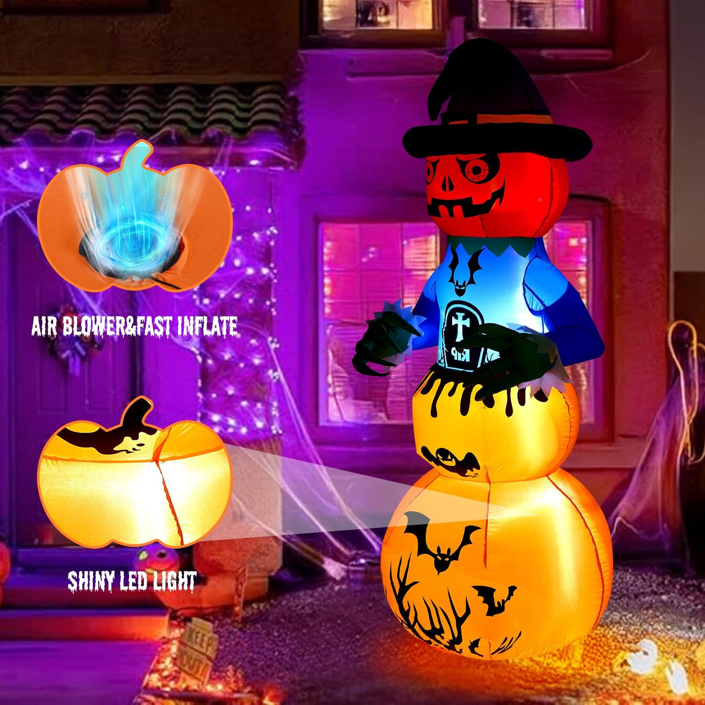 Halloween Inflatable Zombie Ghost 6ft Outdoor Decoration LED 12V Blower