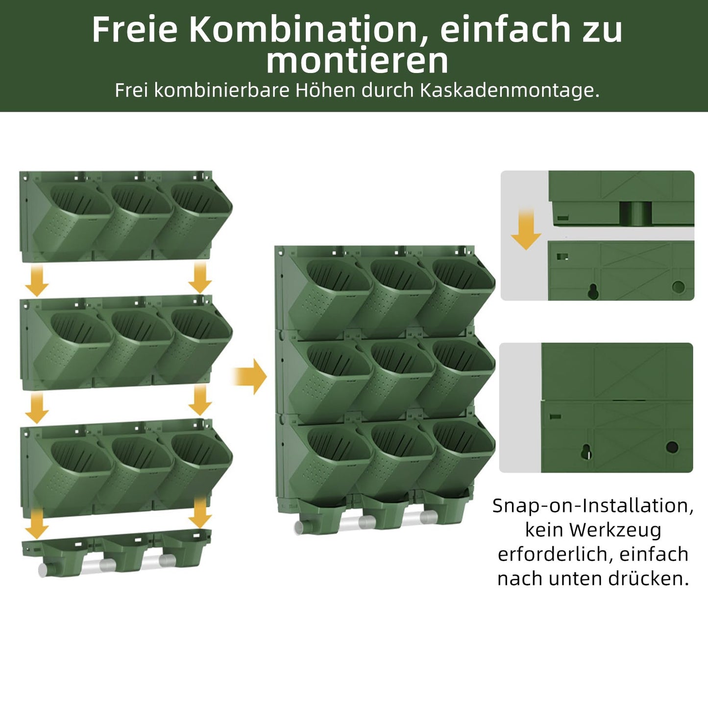 Self Watering Vertical Garden Wall Planter 36 Pocket 6.3L PP Auto Irrigation
