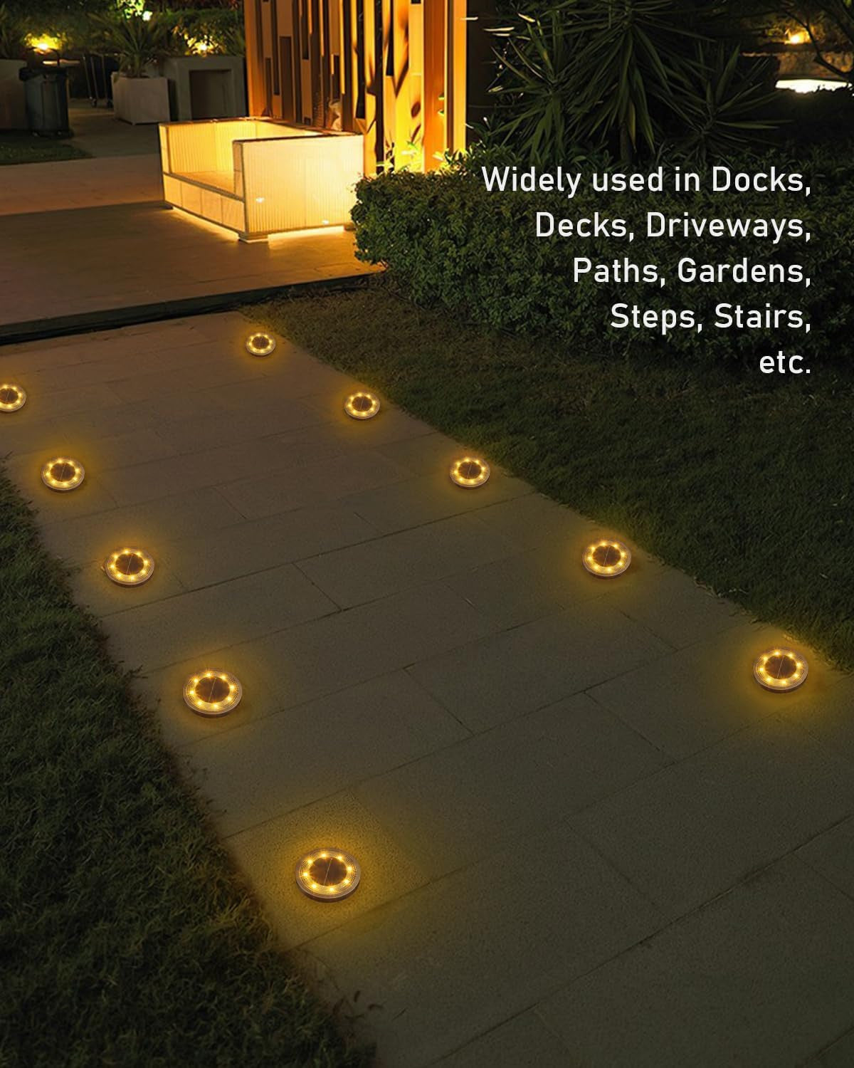 Solar Ground Lights for Garden Path (8 Pack)