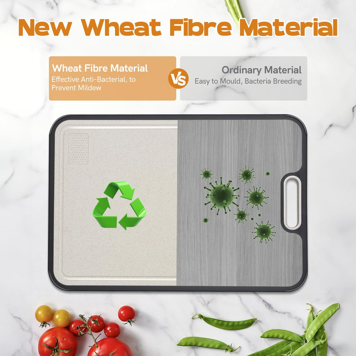 Tiagowell Titanium Steel Double-Sided Cutting Board 36.5x26.5cm, Anti-bacterial