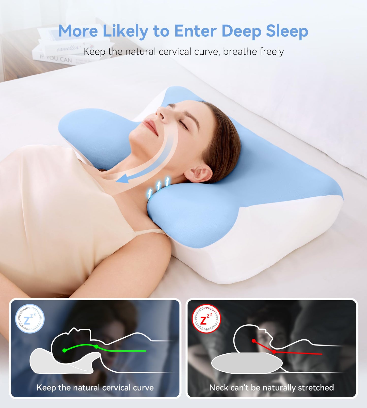 Restnature Ergonomic Cervical Neck Pillow Memory Foam Adjustable Height