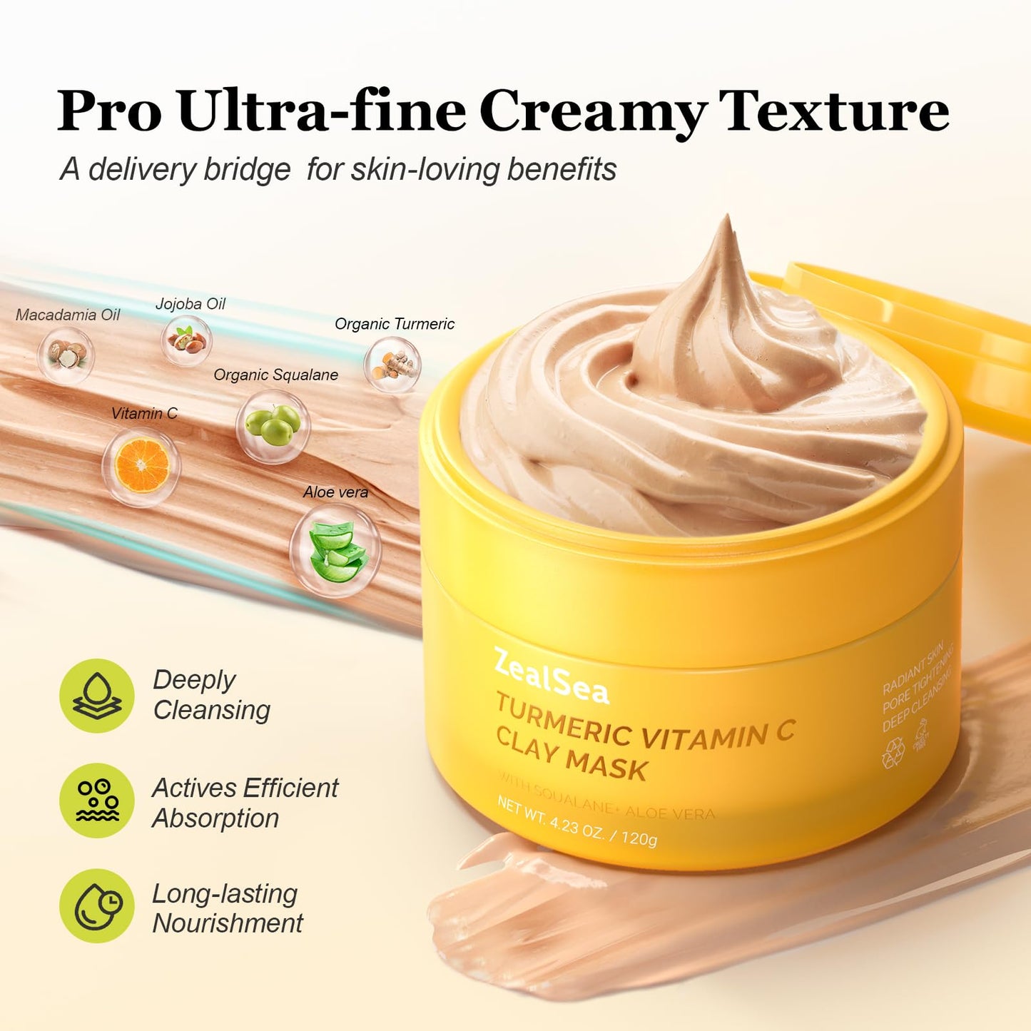 ZealSea Turmeric Clay Mask With Vitamin C For Blackheads & Pores 120g