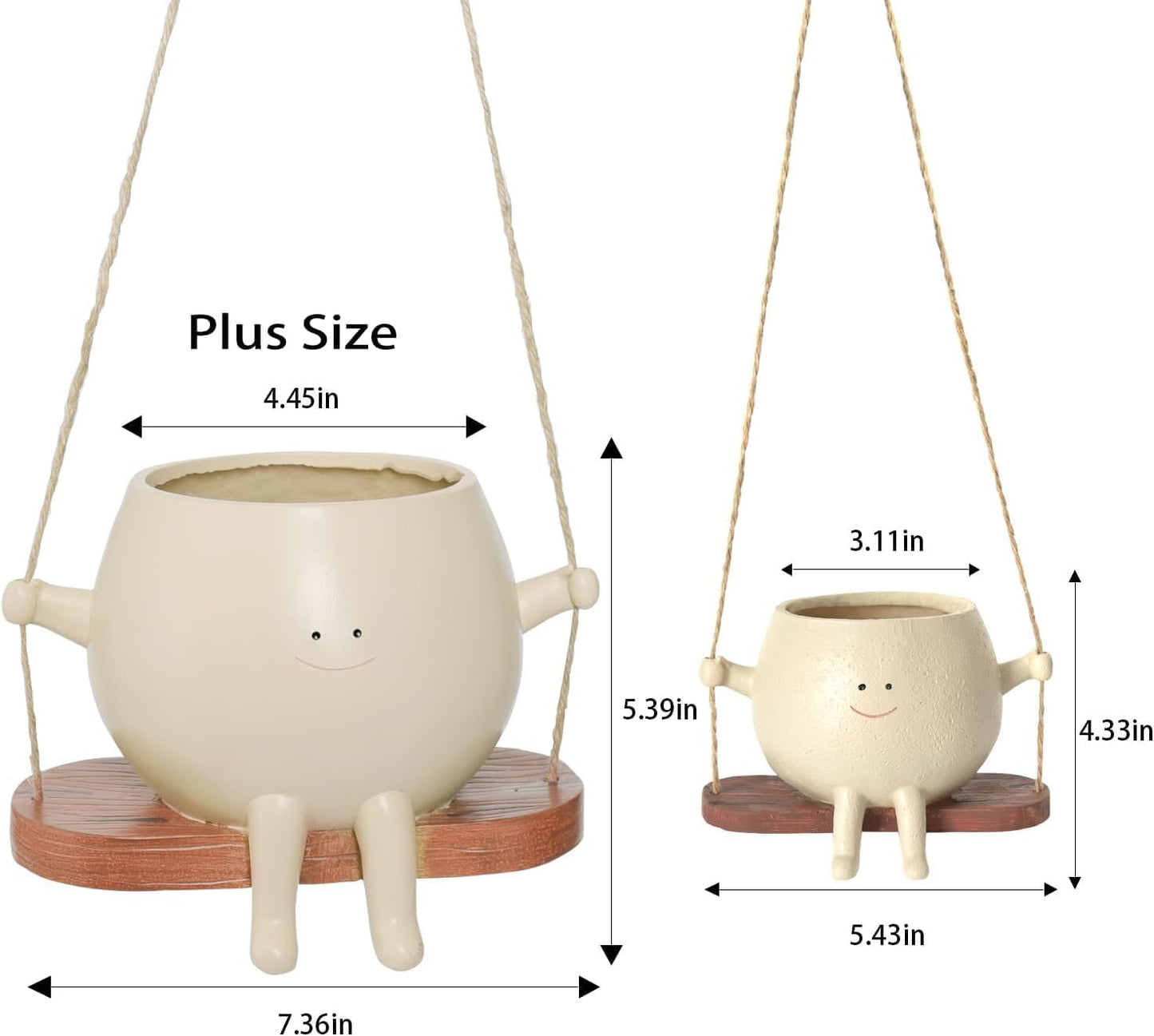 Azazaza Swing Face Planter Pot 7.4 In Cute Resin Hanging Succulent Pot Decor