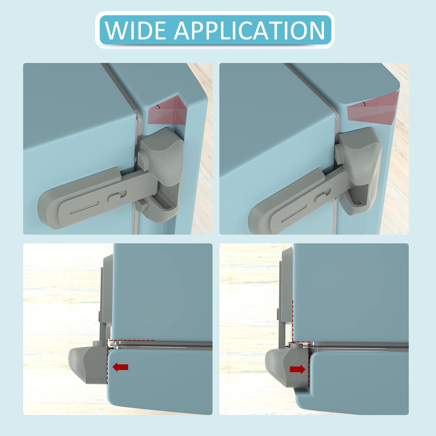 2 Pack Child Proof Fridge Lock Secure Adhesive Refrigerator Freezer Door Latch Grey