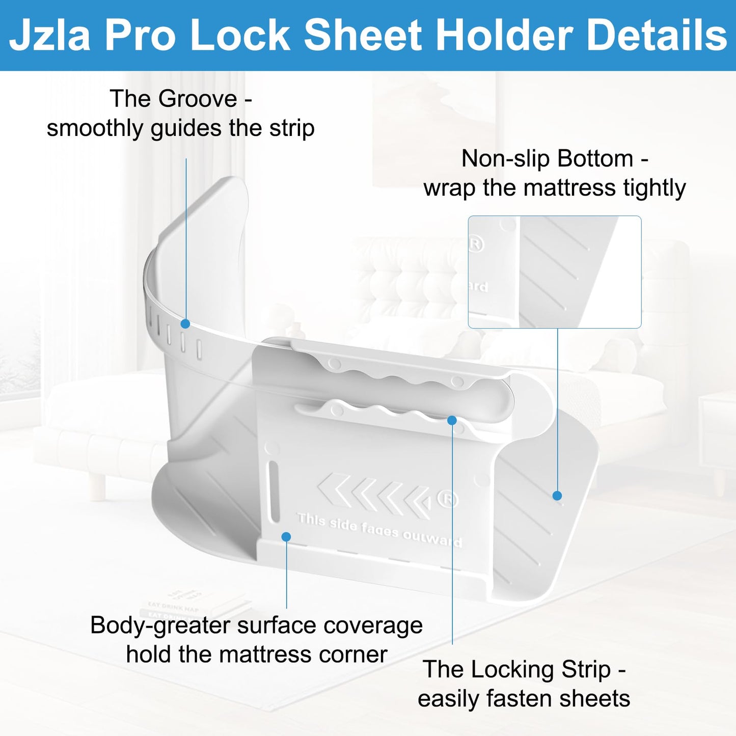 Locking Bed Sheet Holders (Set of 4) – Heavy‑Duty Corner Straps