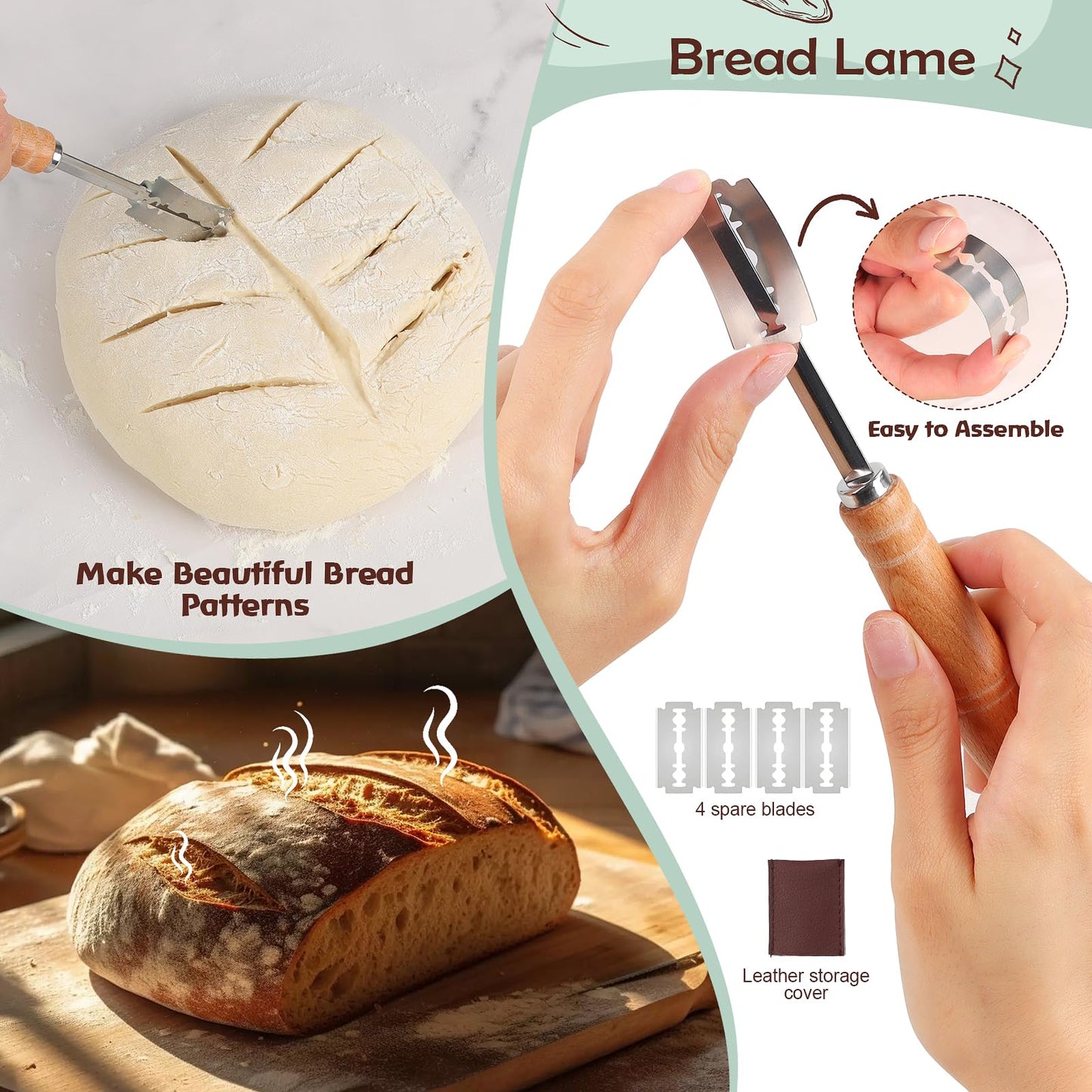 HUIJUTCHEN Sourdough Starter Kit Silicone Banneton 9in+10in Set