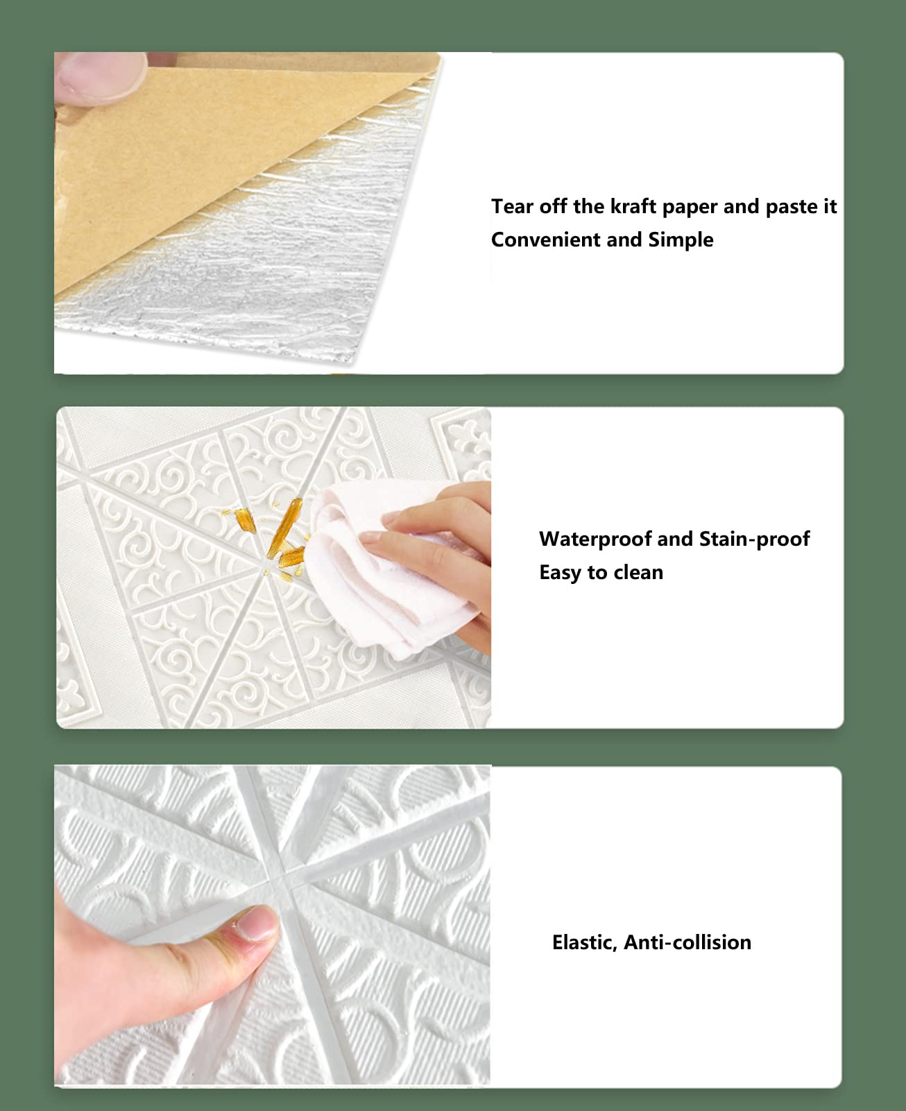 3D Peel and Stick Wall Panels 9 Pack, 60cm x 60cm, Waterproof PE Foam