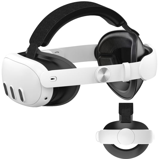 Adjustable Head Strap for Meta Quest 3 VR Headset - ABS + Foam, White