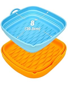 Flendy Foldable Air Fryer Silicone Liners 2 Pcs - Reusable, Extra Strong