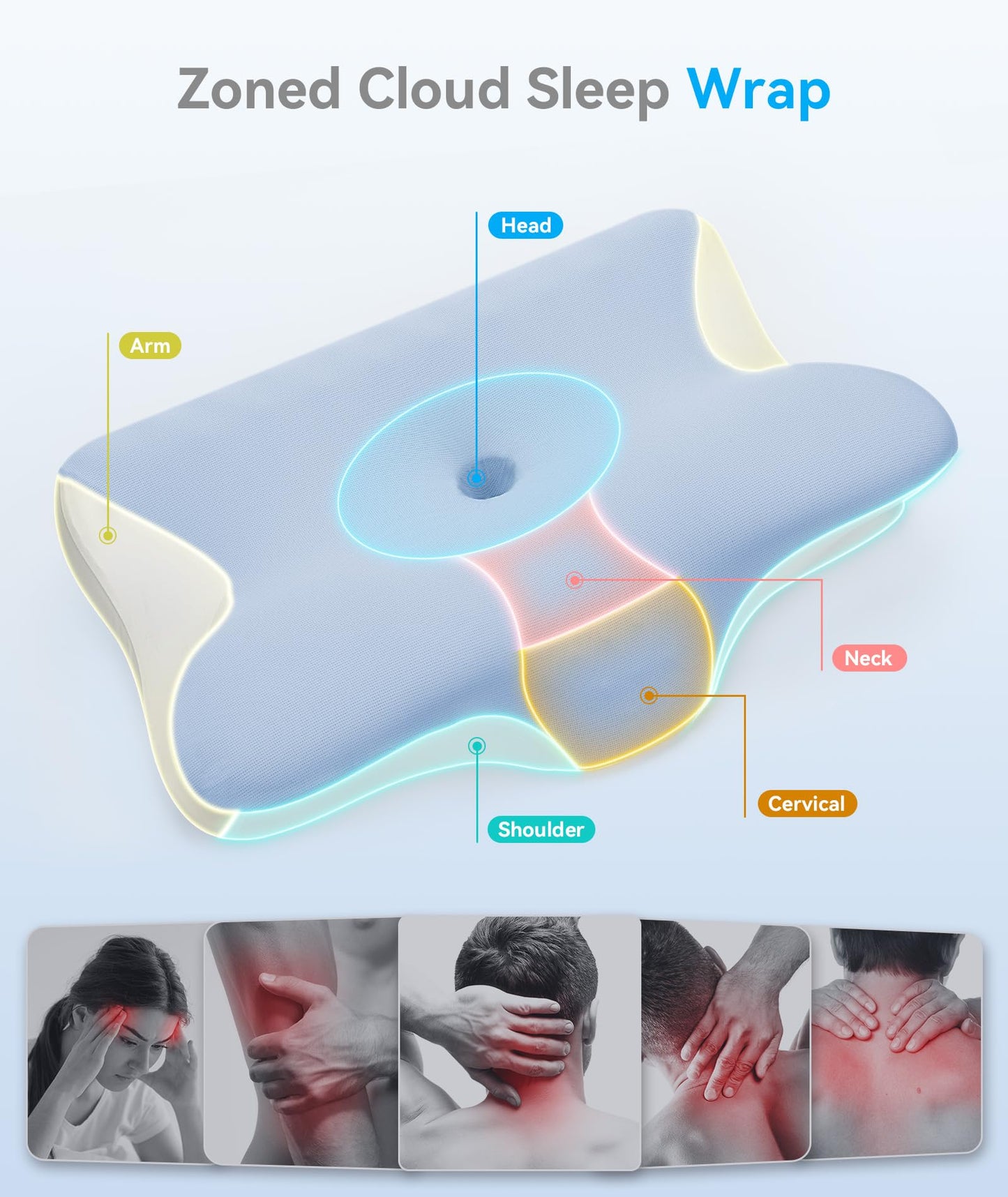 Restnature Ergonomic Cervical Neck Pillow Memory Foam Adjustable Height