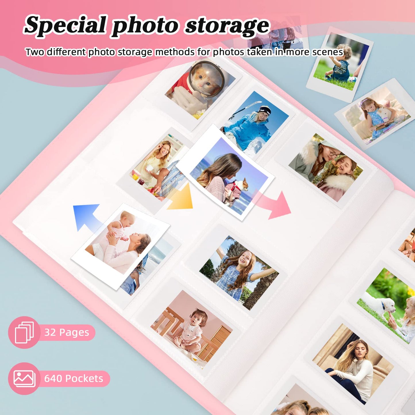 640 Pocket Photo Album For Fujifilm Instax Mini Polaroid Zink 2x3 Magic Purple
