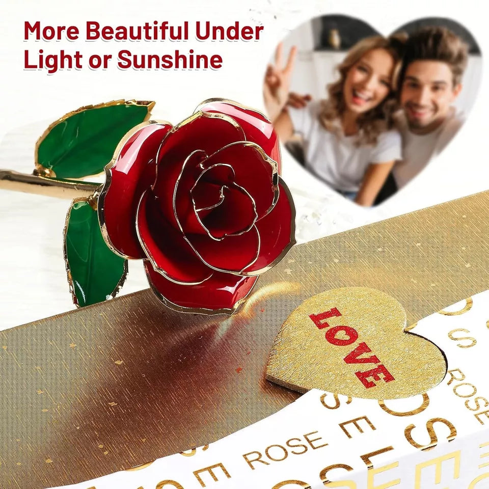Mikasol Gold Dipped 24K Forever Preserved Rose, 1 Pack Infinity Flower Decor