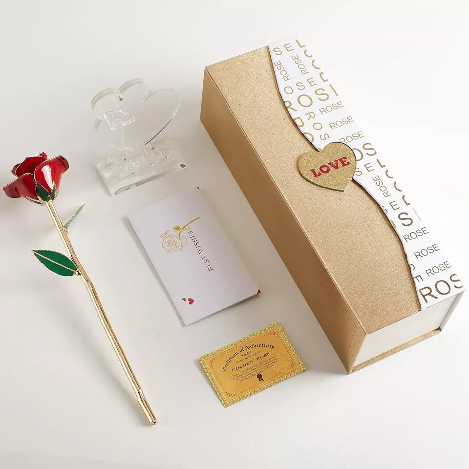 Mikasol Gold Dipped 24K Forever Preserved Rose, 1 Pack Infinity Flower Decor