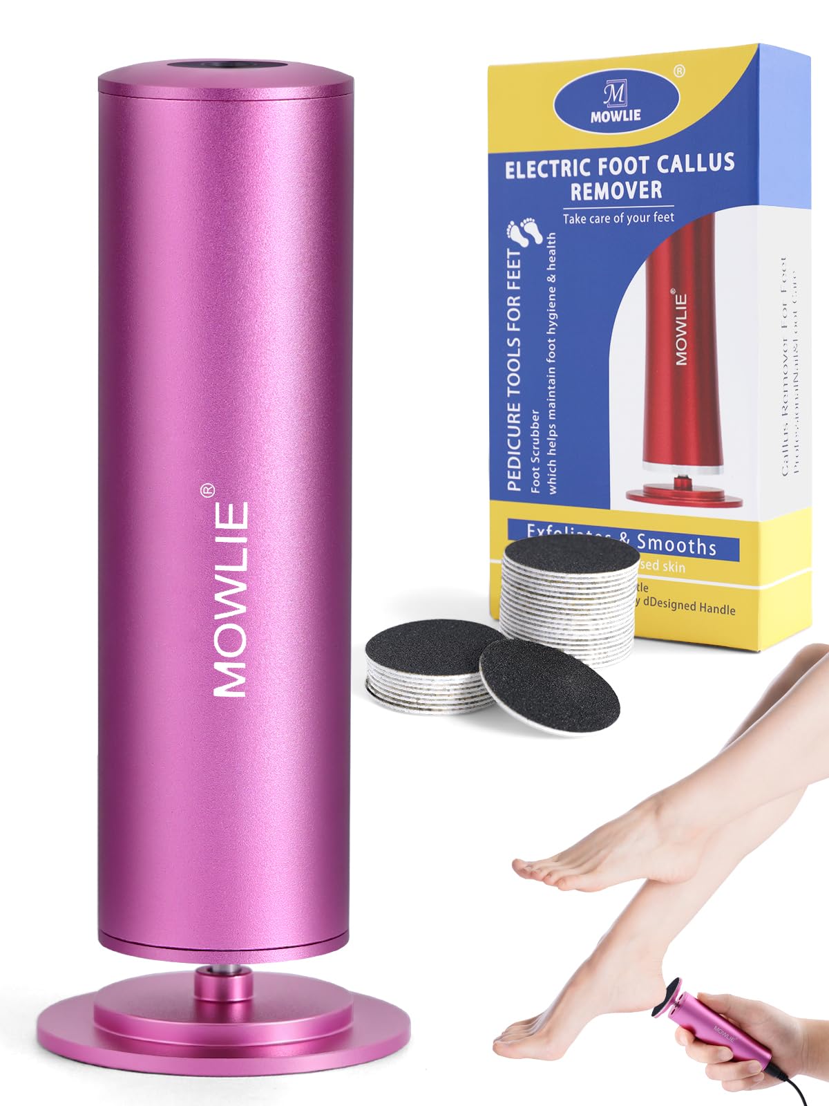 Electric Foot File Pedicure Set 60 Grinding Discs Pink
