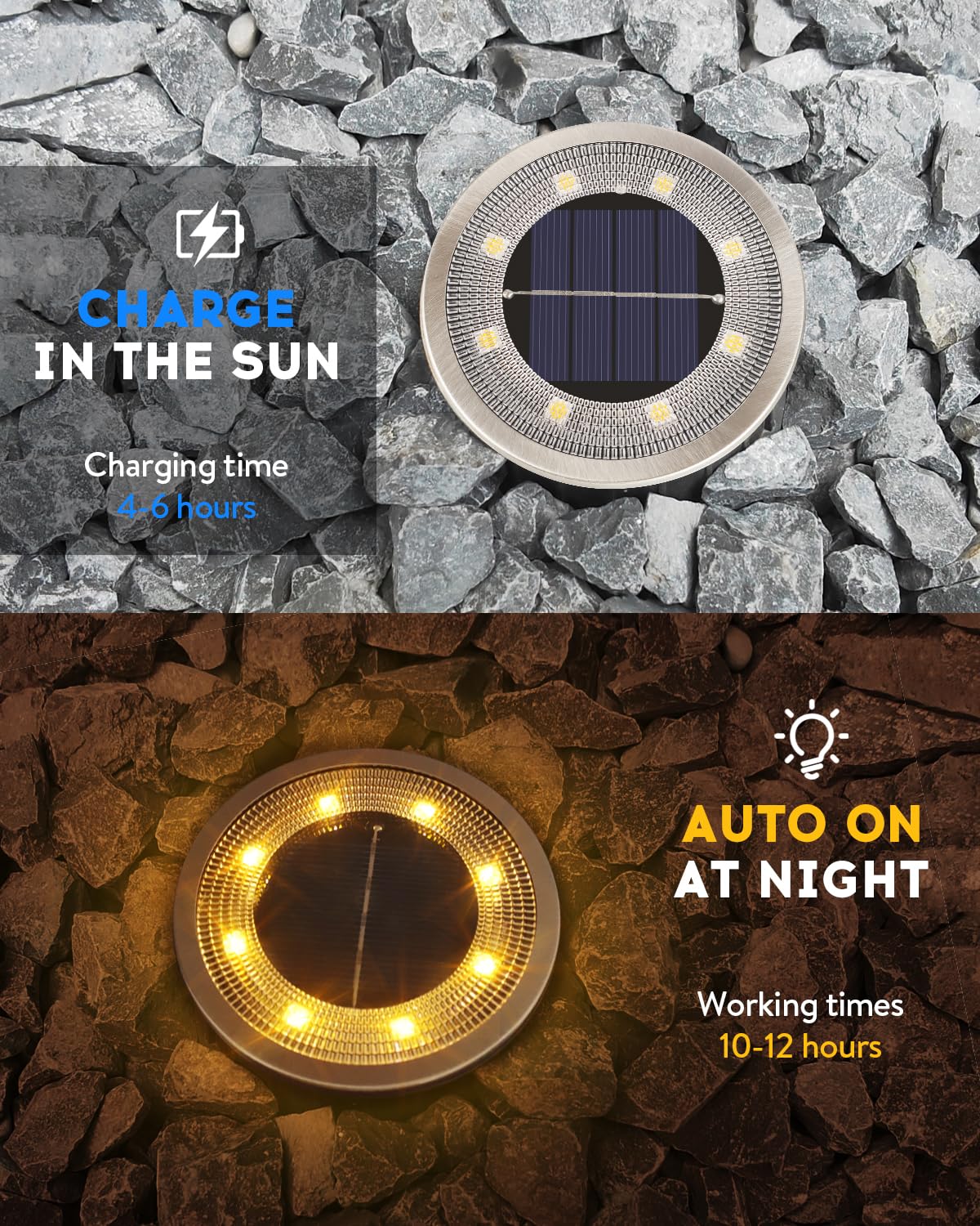 Solar Ground Lights for Garden Path (12 Pack)