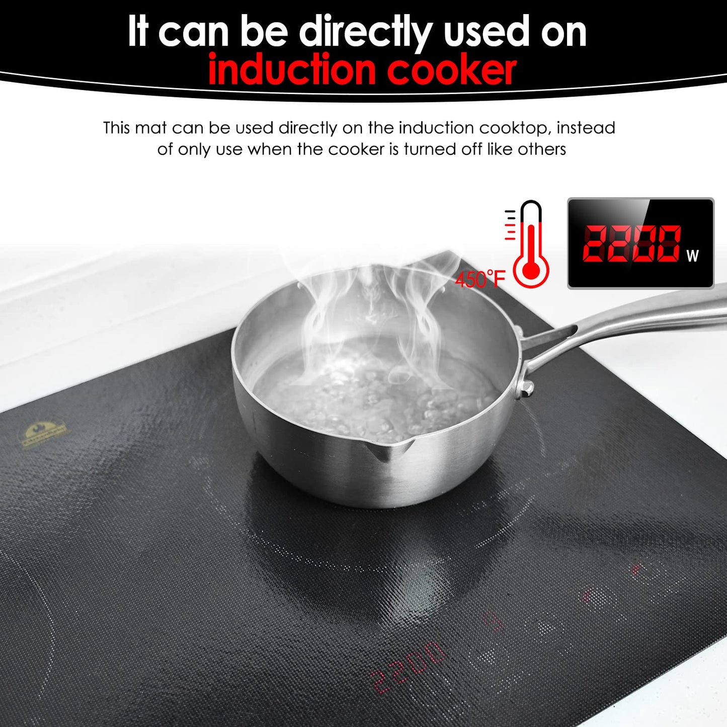 KitchenRaku Induction Hob Protector Mat 78x52cm Magnetic Silicone Cover