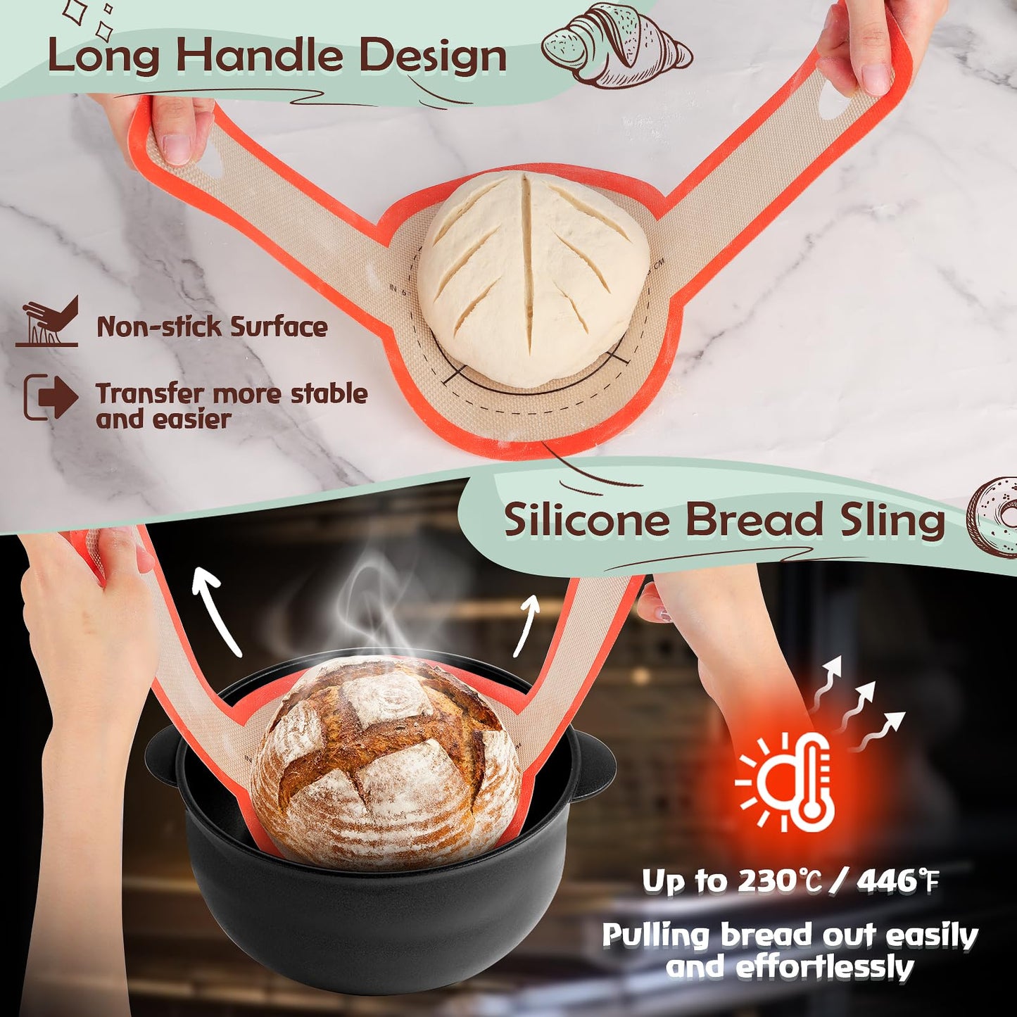 HUIJUTCHEN Sourdough Starter Kit Silicone Banneton 9in+10in Set