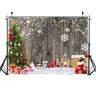 10×8 ft Christmas Photography Backdrop – Santa, Snowman & Gifts Winter Scene